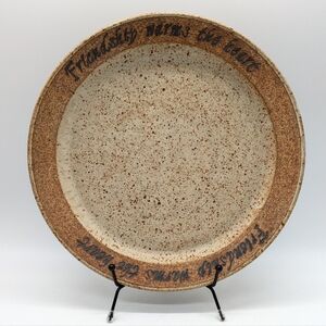 Tan Brown Earthenware Friendship Warms The Heart Serving Tray Plate